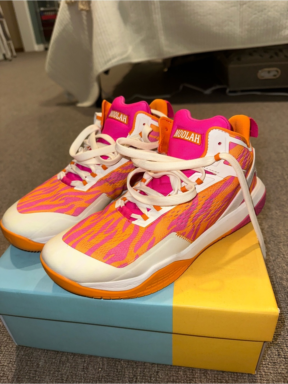Women's Pink & Orange Athletic Shoes - Picture 1 of 8